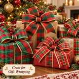 Tartan Christmas ribbon formed into a decorative bow