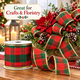 Premier tartan Christmas ribbon in a festive seasonal display