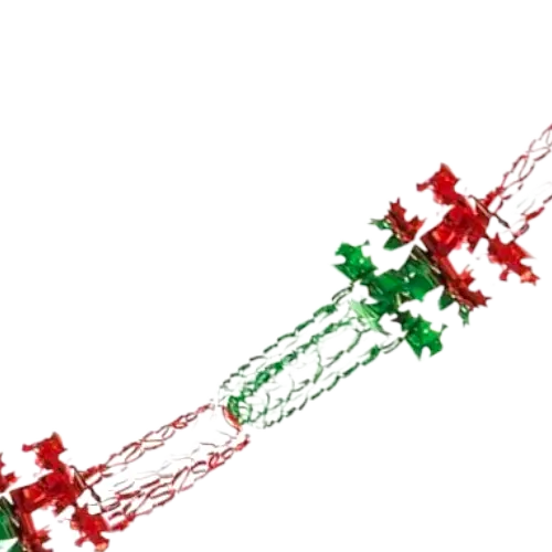 Red and green foil Christmas hanging garland 2.7m