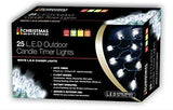 25 bright white LED battery candle string lights with timer