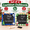 Set of two reusable Christmas countdown chalkboards with chalk and duster