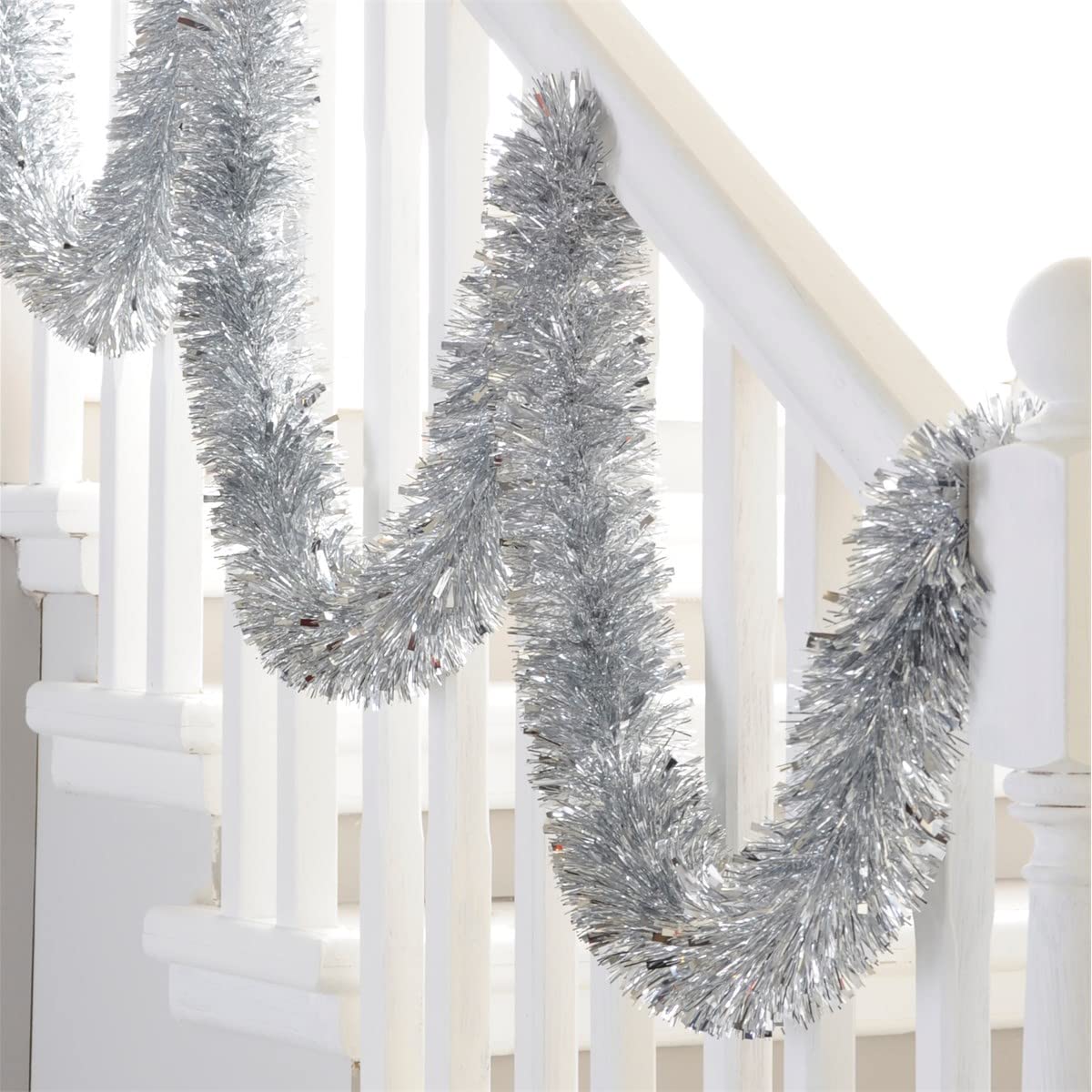 Silver festive tinsel roll for Christmas tree decorating