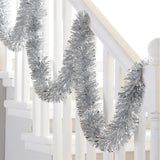 Silver festive tinsel roll for Christmas tree decorating