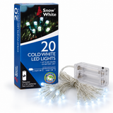 Snow White 20 cold white battery LED fairy lights with retail box