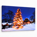 Angled view of the slim The Christmas Workshop LED winter canvas