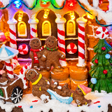 Widdop gingerbread house showing the rotating character Christmas scene