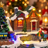 Widdop XM6602 musical Christmas village illuminated with multicoloured LEDs