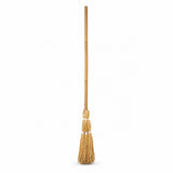 Straw witch broomstick Halloween fancy dress accessory with 86cm handle and natural straw head on white