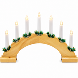 Wooden Christmas candle bridge with 7 warm white LED candles