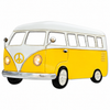 Yellow and white retro camper van 3D metal wall art with battery powered headlights, 81 x 50cm