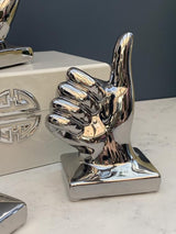 Chrome ceramic Victory sign hand ornament