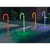 Four light-up candy cane Christmas stakes with 40 multicoloured LEDs