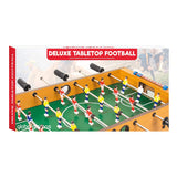 Tabletop foosball game with two footballs and score counters