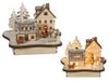 22cm wooden LED winter village Christmas scene with warm white lights