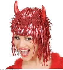 Premier red tinsel devil wig for Halloween fancy dress