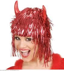 TINSEL DEVIL WIG - (Red)