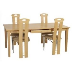 Calligaris Ascot beech dining table with four padded chairs
