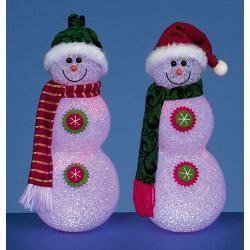 1 x Snowman Battery Operated Red And Green 27cm Flashes Red & Blue