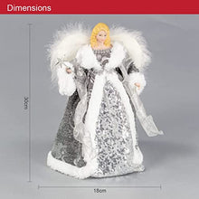 Load image into Gallery viewer, Angel Tree Topper / 12” Tall / Silver and White Dress / Indoor Christmas Decoration
