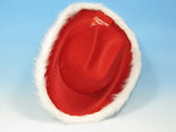 Red Christmas cowboy hat with white fur trim