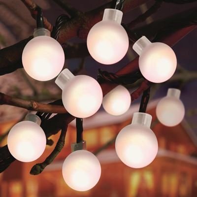 Premier 80 white LED frosted ball Christmas lights 7.9m