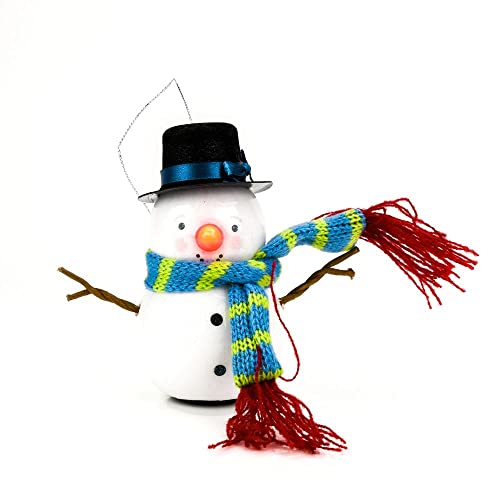 LED light-up snowman glass Christmas bauble