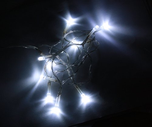 Battery Operated LED Fairy Lights WHITE 10 Bulbs - Static