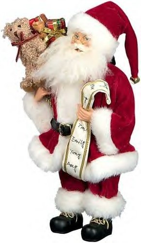 30cm red plush Santa Christmas figure with list