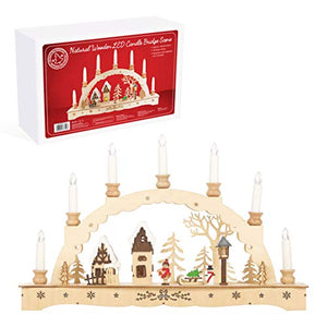 Wooden Illuminated Candle Bridge | 7 Warm White Candles | Indoor Christmas Decoration | Battery Operated