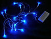 Blue battery-operated LED string lights