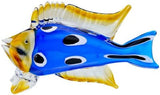 Blue spotted glass fish sculpture, 30cm