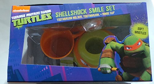 TMNT kids toothbrush set with rinse cup and holder