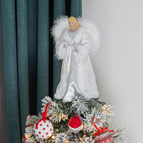 Angel Tree Topper / 12” Tall / White Diamante Dress / Indoor Christmas Decoration