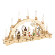 Load image into Gallery viewer, Wooden Illuminated Candle Bridge | 7 Warm White Candles | Indoor Christmas Decoration | Battery Operated
