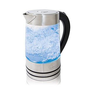 Stainless Steel and Glass LED Cordless Kettle, 1.7 Litre, 2200W