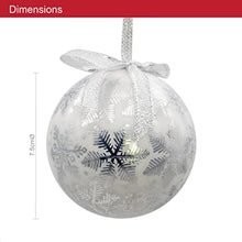 Load image into Gallery viewer, Set of 14 Christmas Baubles Gift Boxed Christmas Tree Decorations / 7.5cm Diameter Baubles (White &amp; Silver Snowflake)
