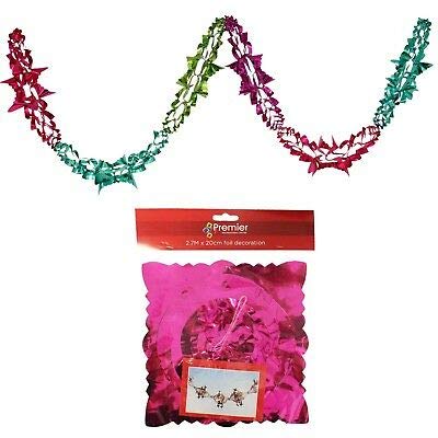 2.7m multi-coloured six-section foil Christmas garland 20cm wide