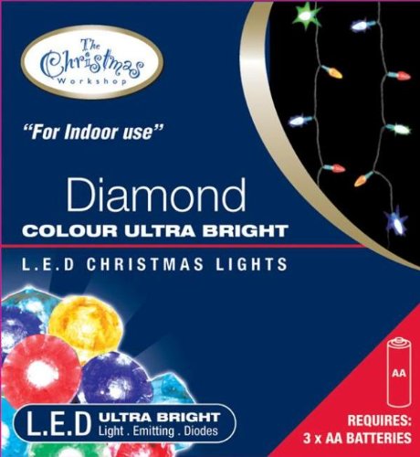 10 multicoloured diamond LED battery fairy lights