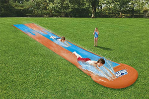 Double Water Slip and Slide, 4.88m Inflatable Garden Games with Built-in Sprinklers
