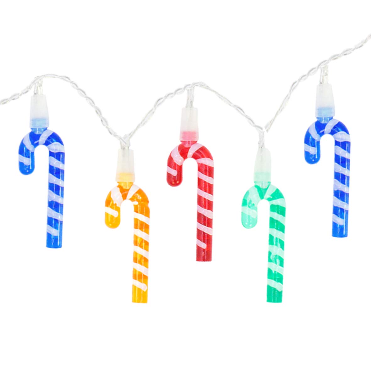 Twenty mini multi-coloured candy cane Christmas lights