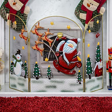 Load image into Gallery viewer, Santa &amp; Snowman Festive Fireguard/Tree Guard/Metal Mesh Screen/Indoor Christmas Decoration
