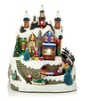 LED Musical Christmas Animated Traditional Village Snow Scene with Moving Train - North Pole Workshop