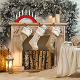 Red wooden Christmas candle bridge with seven warm white LEDs