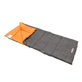 Grey and orange 3-season single sleeping bag detail view