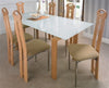 Livigno frosted glass dining table with six beech chairs
