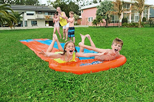 Double Water Slip and Slide, 4.88m Inflatable Garden Games with Built-in Sprinklers