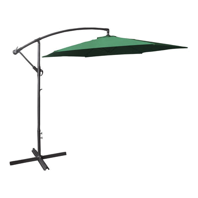 3M Cantilever Banana Parasol 6 Ribs Hanging Umbrella with Crank mechanism - GREEN