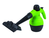 Green handheld steam cleaner for household surfaces