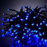 100 static blue LED Christmas lights
