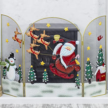 Load image into Gallery viewer, Santa &amp; Snowman Festive Fireguard/Tree Guard/Metal Mesh Screen/Indoor Christmas Decoration
